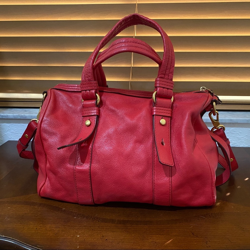 Marc By Marc Jacobs Leather Red Crossbody Shoulder Hand Bag With Gold Hardware - Picture 3 of 15